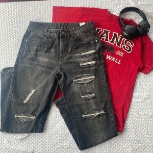 Levi's Black Distressed Slim Jeans for Men